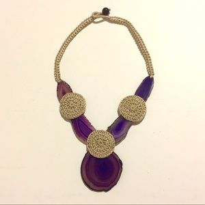 SALE WKND!! Purple Agate and Crochet Necklace